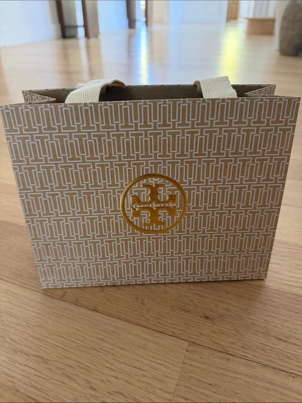 Tory Burch Small Beige Gift Bag